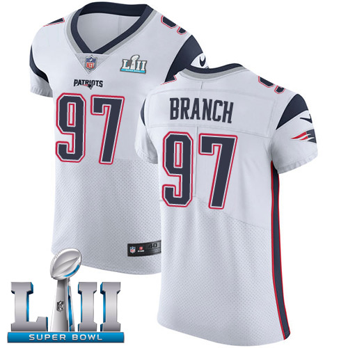 Nike Patriots #97 Alan Branch White Super Bowl LII Men's Stitched NFL Vapor Untouchable Elite Jersey